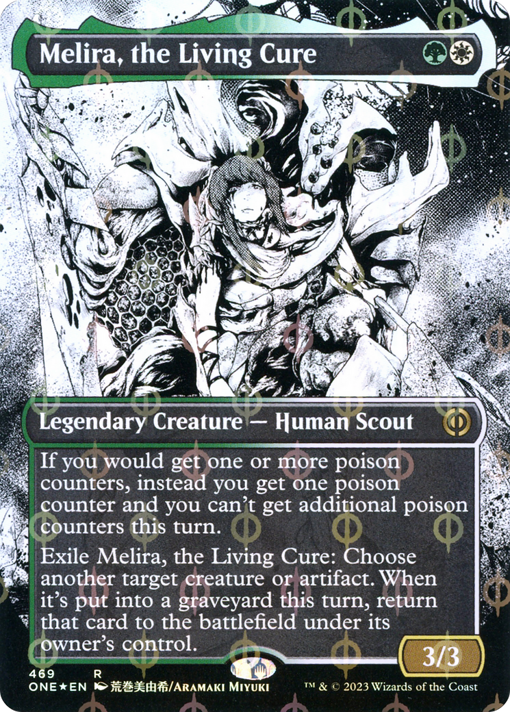 Melira, the Living Cure (Borderless Manga Step-and-Compleat Foil) [Phyrexia: All Will Be One] | Total Play