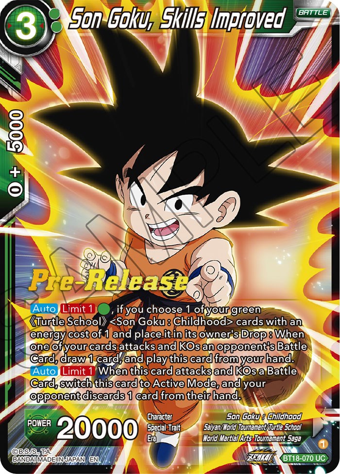 Son Goku, Skills Improved (BT18-070) [Dawn of the Z-Legends Prerelease Promos] | Total Play