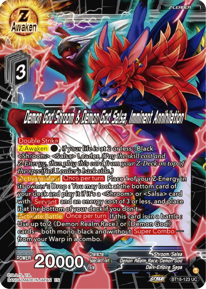 Demon God Shroom & Demon God Salsa, Imminent Annihilation (BT18-123) [Dawn of the Z-Legends] | Total Play