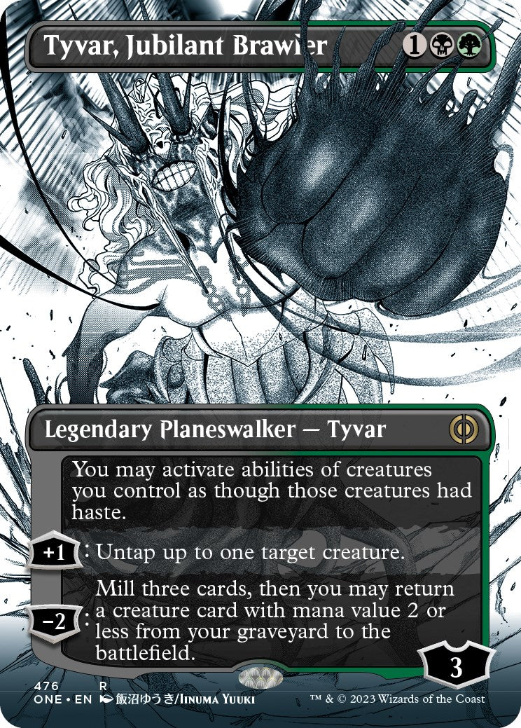 Tyvar, Jubilant Brawler (Borderless Manga Step-and-Compleat Foil) [Phyrexia: All Will Be One] | Total Play