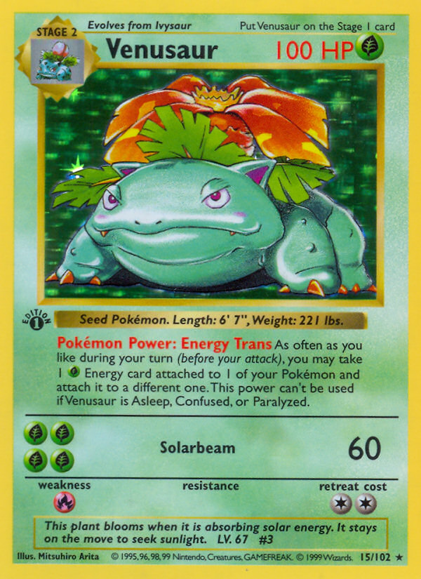 Venusaur (15/102) (Shadowless) [Base Set 1st Edition] | Total Play