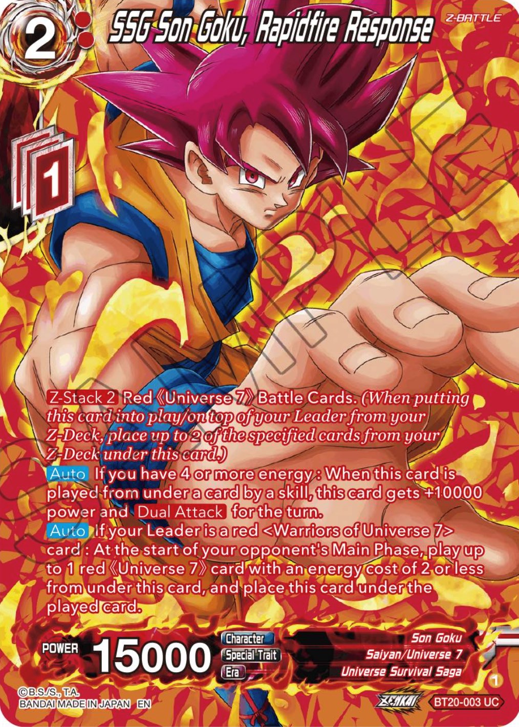 SSG Son Goku, Rapidfire Response (Silver Foil) (BT20-003) [Power Absorbed] | Total Play