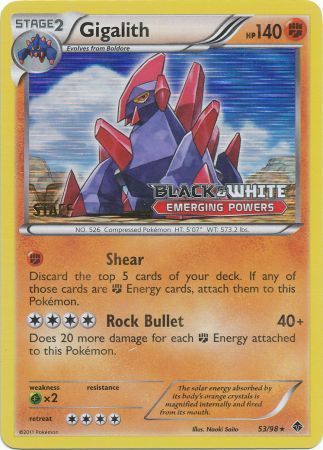 Gigalith (53/98) (Staff Prerelease Promo) [Black & White: Black Star Promos] | Total Play