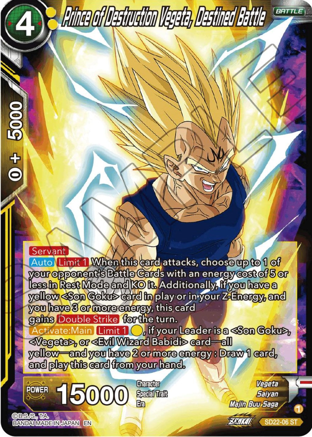 Prince of Destruction Vegeta, Destined Battle (Starter Deck Exclusive) (SD22-06) [Power Absorbed] | Total Play