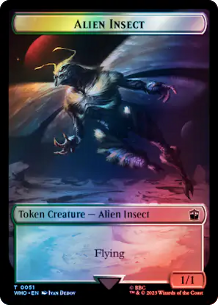 Alien // Alien Insect Double-Sided Token (Surge Foil) [Doctor Who Tokens] | Total Play