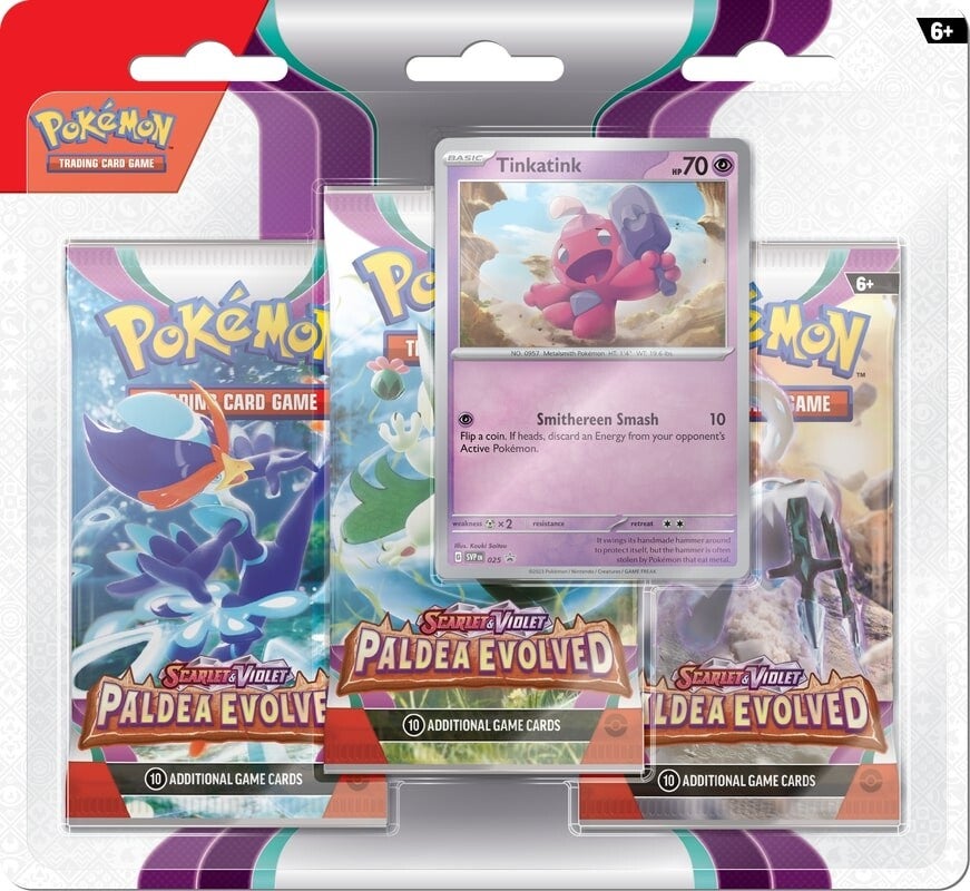 Scarlet & Violet: Paldea Evolved - 3-Pack Blisters (Tinkatink) | Total Play