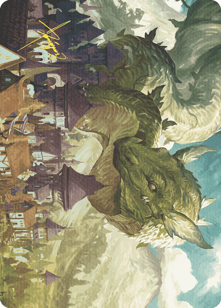 Beanstalk Wurm Art Card (Gold-Stamped Signature) [Wilds of Eldraine Art Series] | Total Play