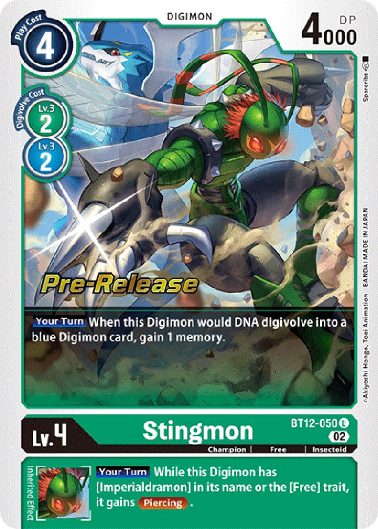 Stingmon [BT12-050] [Across Time Pre-Release Cards] | Total Play