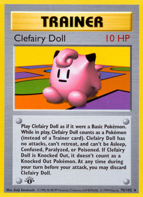 Clefairy Doll (70/102) (Shadowless) [Base Set 1st Edition] | Total Play