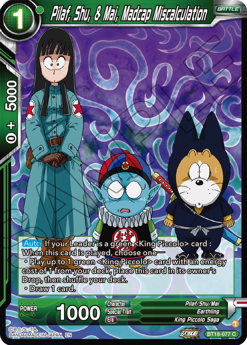 Pilaf, Shu, & Mai, Madcap Miscalculation (BT18-077) [Dawn of the Z-Legends] | Total Play