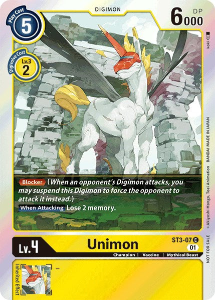 Unimon [ST3-07] (Official Tournament Pack Vol.4) [Starter Deck: Heaven's Yellow Promos] | Total Play
