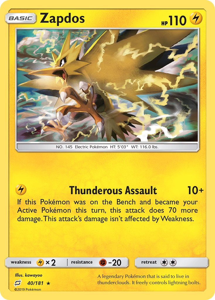 Zapdos (40/181) (Theme Deck Exclusive) [Sun & Moon: Team Up] | Total Play