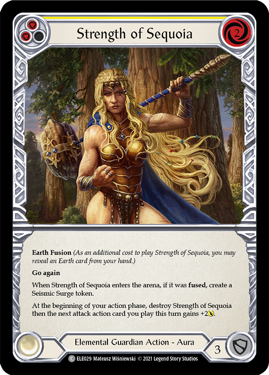 Strength of Sequoia (Yellow) [ELE029] (Tales of Aria)  1st Edition Rainbow Foil | Total Play