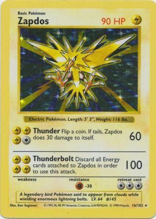 Zapdos (16/102) [Base Set Shadowless Unlimited] | Total Play