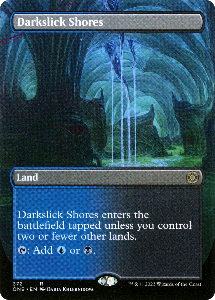 Darkslick Shores (Borderless Alternate Art) [Phyrexia: All Will Be One] | Total Play