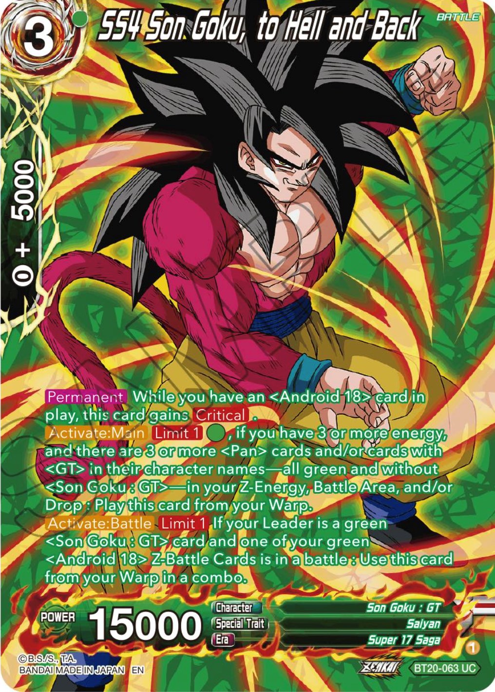 SS4 Son Goku, to Hell and Back (Silver Foil) (BT20-063) [Power Absorbed] | Total Play