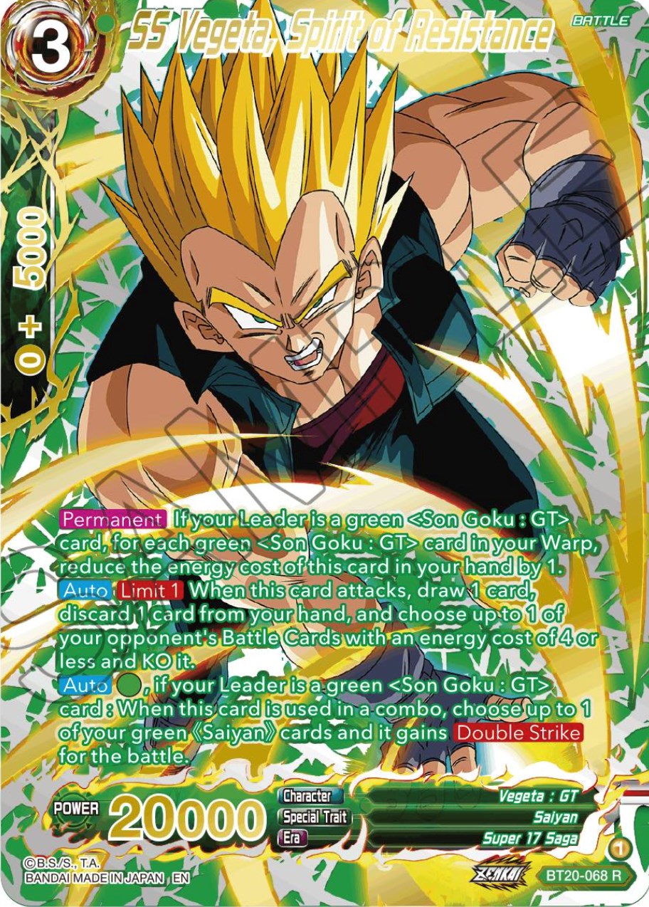 SS Vegeta, Spirit of Resistance (Gold-Stamped) (BT20-068) [Power Absorbed] | Total Play