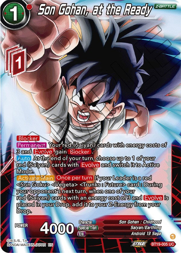 Son Gohan, at the Ready (BT19-005) [Fighter's Ambition] | Total Play