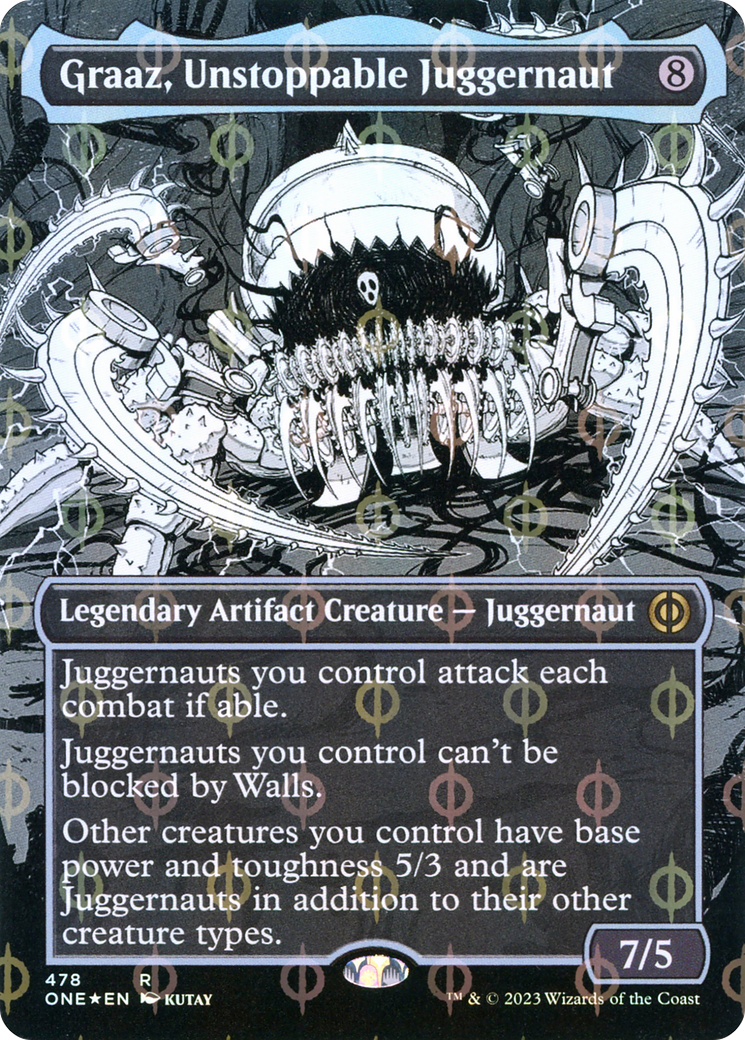 Graaz, Unstoppable Juggernaut (Borderless Manga Step-and-Compleat Foil) [Phyrexia: All Will Be One] | Total Play