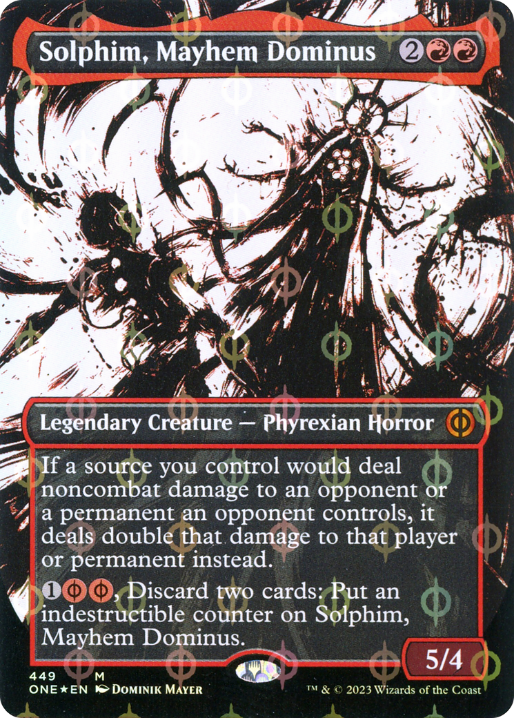 Solphim, Mayhem Dominus (Borderless Ichor Step-and-Compleat Foil) [Phyrexia: All Will Be One] | Total Play