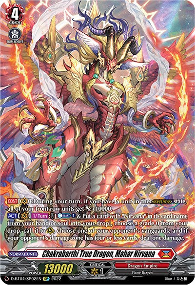 Chakrabarthi True Dragon, Mahar Nirvana (D-BT04/SP02EN) [Awakening of Chakrabarthi] | Total Play