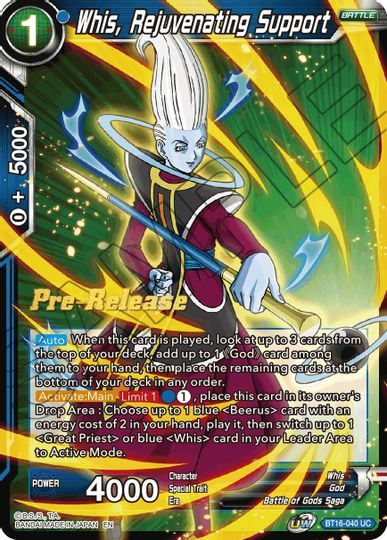 Whis, Rejuvenating Support (BT16-040) [Realm of the Gods Prerelease Promos] | Total Play