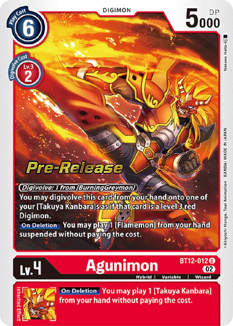 Agunimon [BT12-012] [Across Time Pre-Release Cards] | Total Play