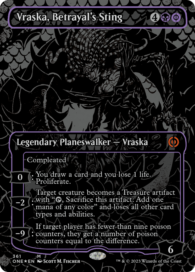Vraska, Betrayal's Sting (Oil Slick Raised Foil) [Phyrexia: All Will Be One] | Total Play