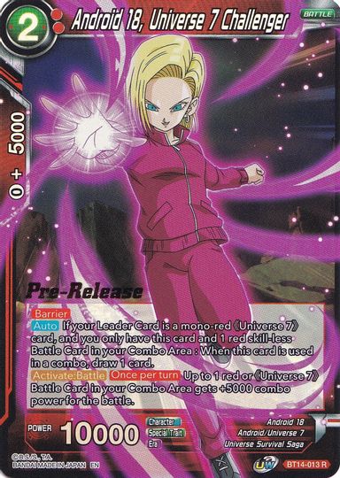 Android 18, Universe 7 Challenger (BT14-013) [Cross Spirits Prerelease Promos] | Total Play