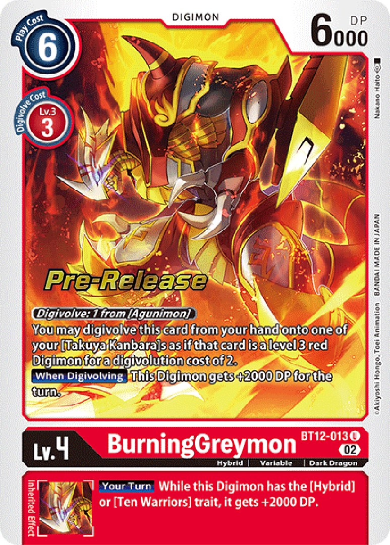 BurningGreymon [BT12-013] [Across Time Pre-Release Cards] | Total Play