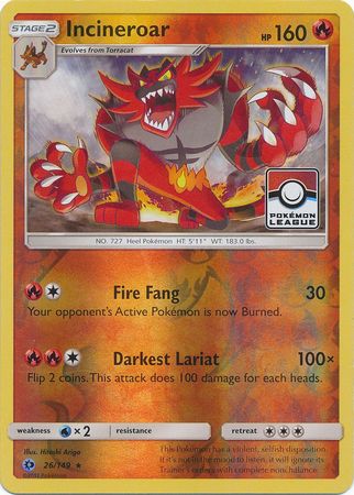 Incineroar (26/149) (League Promo) [Sun & Moon: Base Set] | Total Play