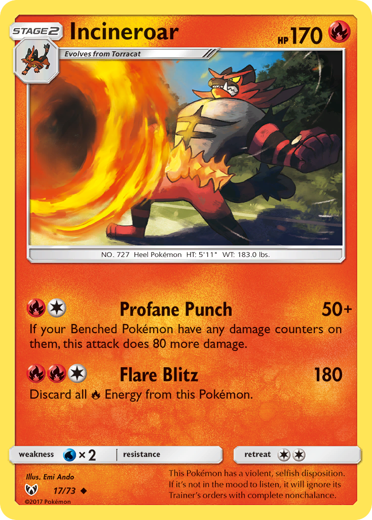 Incineroar (17/73) [Sun & Moon: Shining Legends] | Total Play