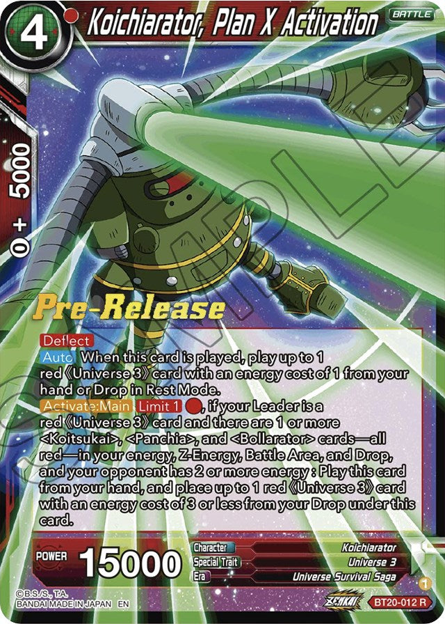 Koichiarator, Plan X Activation (BT20-012) [Power Absorbed Prerelease Promos] | Total Play