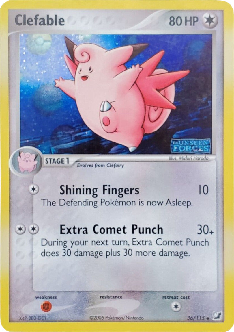 Clefable (36/115) (Stamped) [EX: Unseen Forces] | Total Play