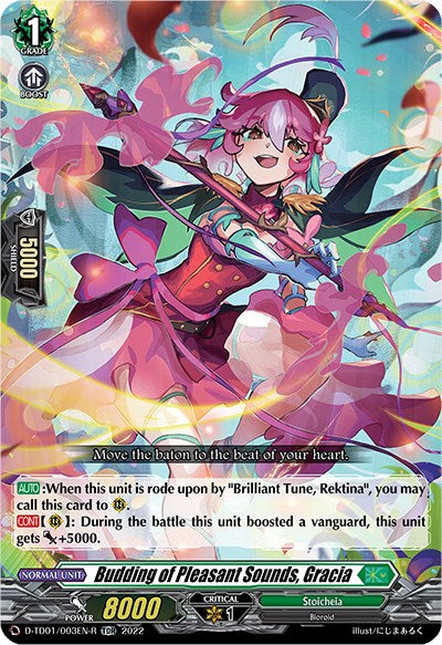 Budding of Pleasant Sounds, Gracia (D-TD01/003EN-R) [D-TD01: Urara Haneyama -Bandmaster of Blossoming Bonds-] | Total Play