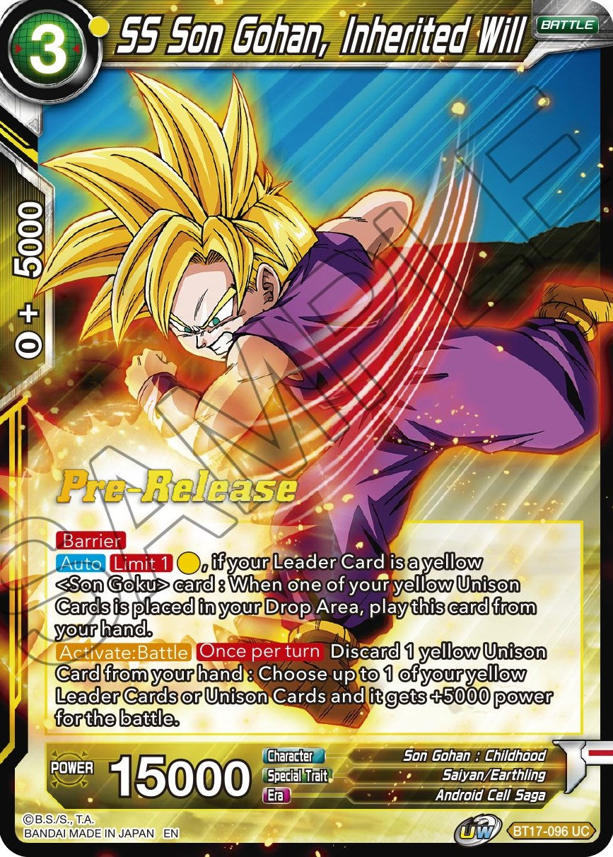 SS Son Gohan, Inherited Will (BT17-096) [Ultimate Squad Prerelease Promos] | Total Play