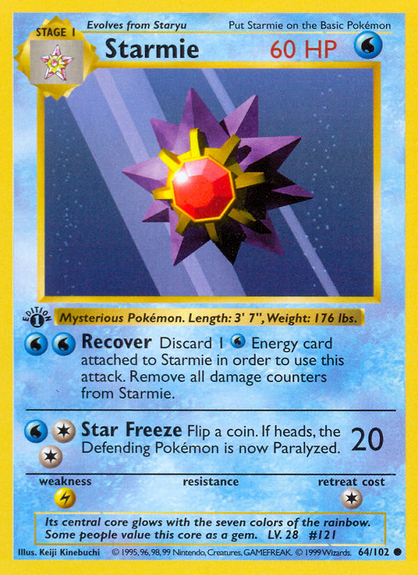 Starmie (64/102) (Shadowless) [Base Set 1st Edition] | Total Play