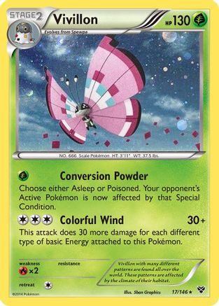 Vivillon (17/146) (Meadow Form/Pink Wings) (Cosmos Holo) [XY: Base Set] | Total Play