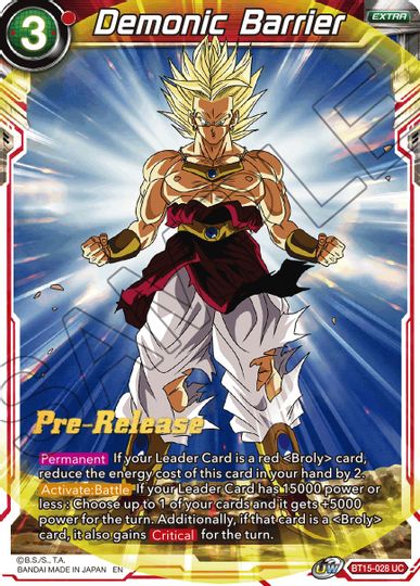 Demonic Barrier (BT15-028) [Saiyan Showdown Prerelease Promos] | Total Play