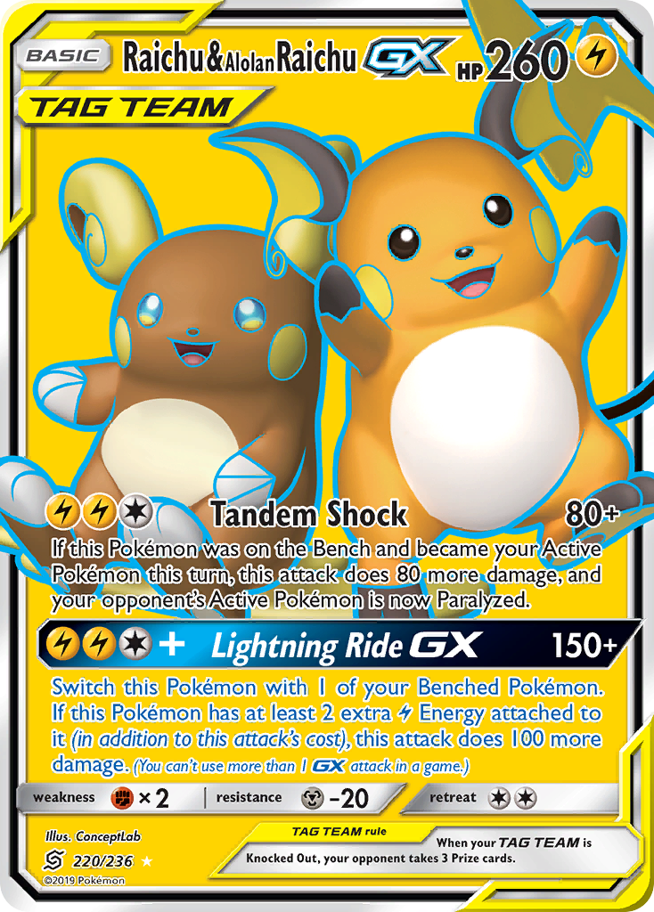 Raichu & Alolan Raichu GX (220/236) [Sun & Moon: Unified Minds] | Total Play