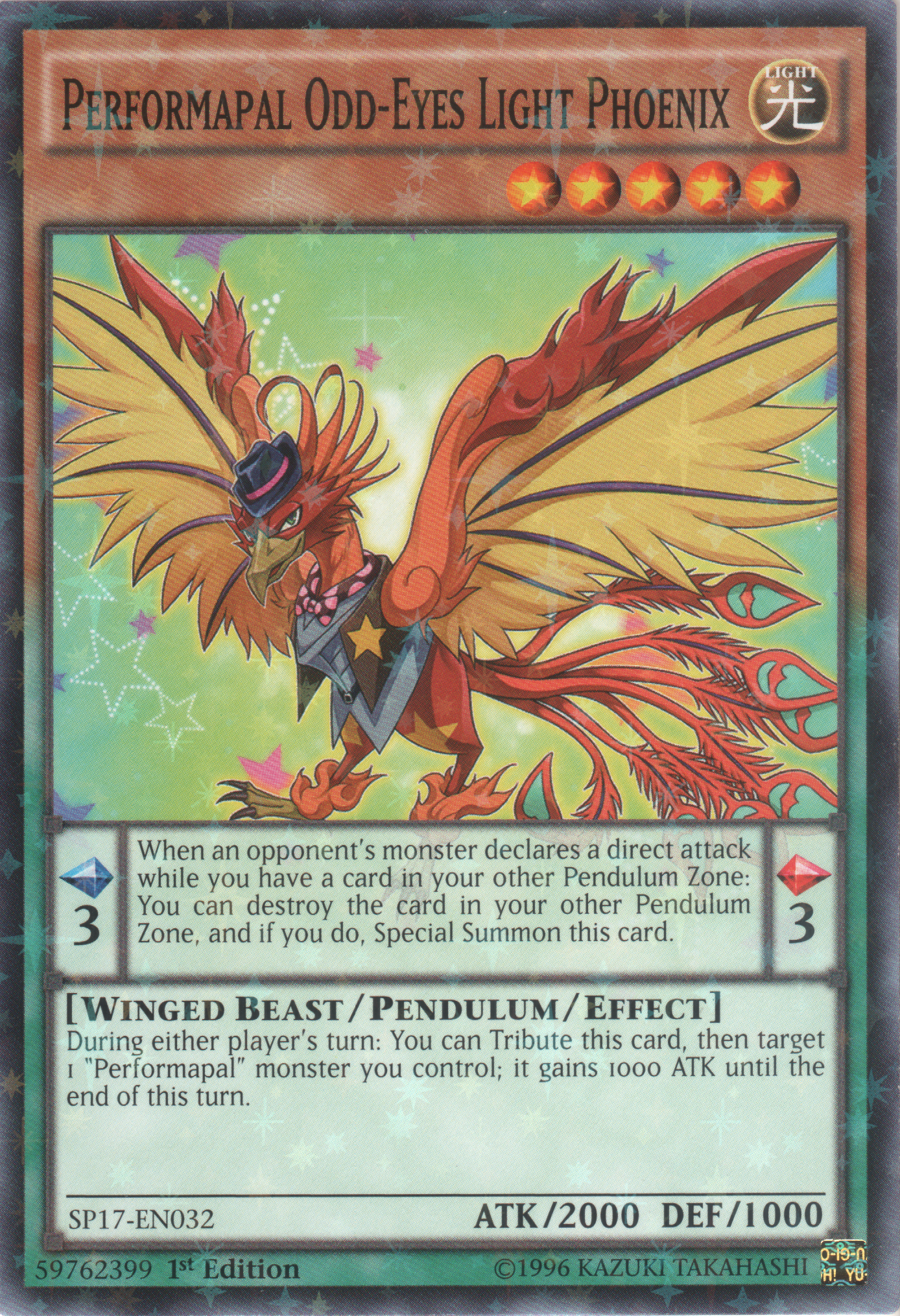 Performapal Odd-Eyes Light Phoenix [SP17-EN032] Starfoil Rare | Total Play