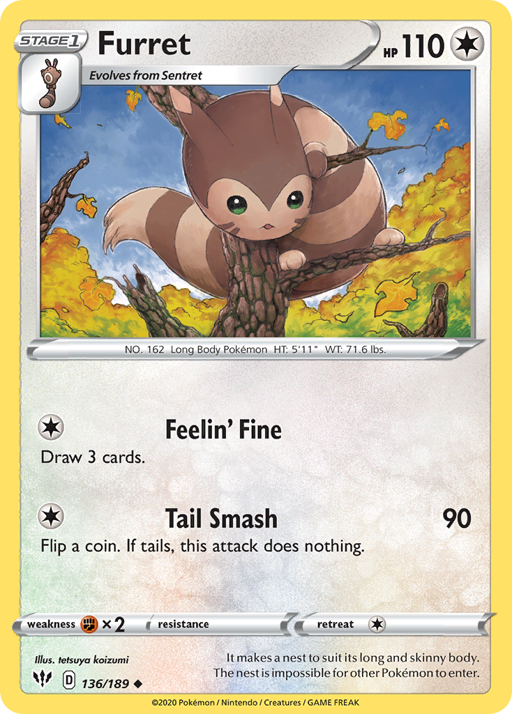 Furret (136/189) [Sword & Shield: Darkness Ablaze] | Total Play