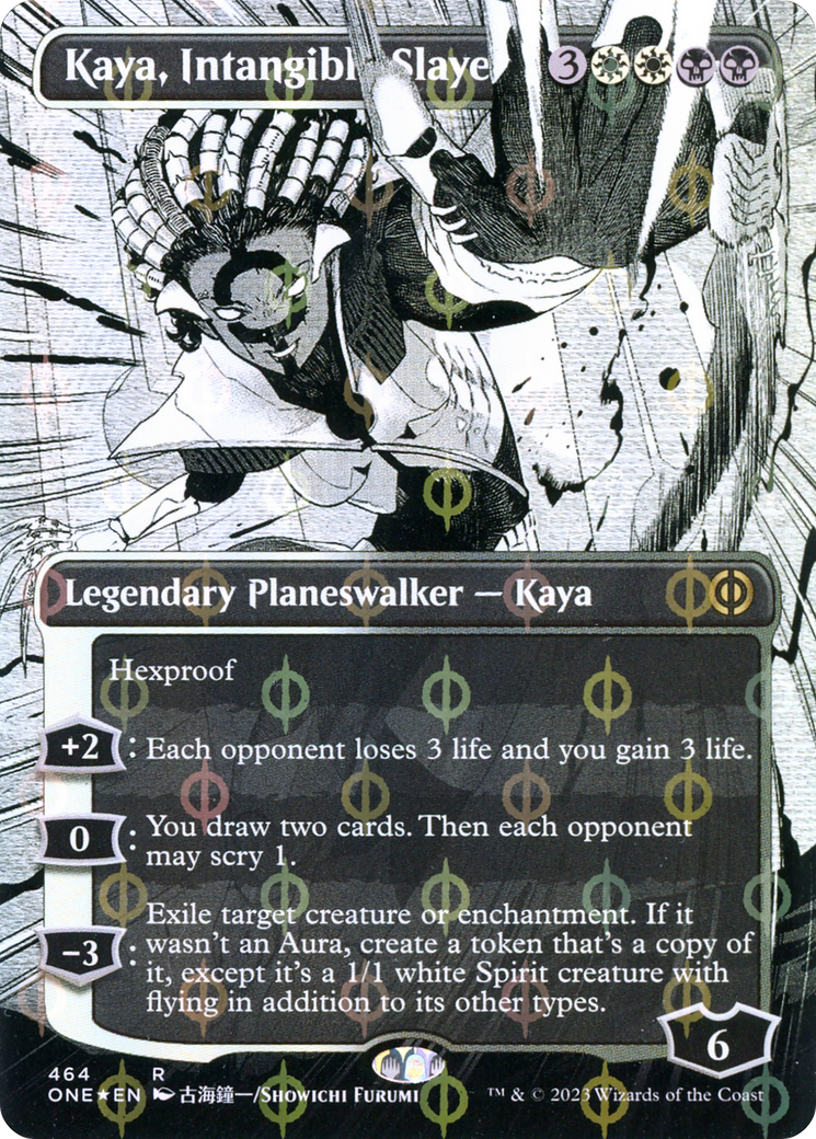 Kaya, Intangible Slayer (Borderless Manga Step-and-Compleat Foil) [Phyrexia: All Will Be One] | Total Play