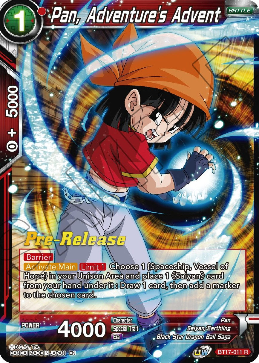 Pan, Adventure's Advent (BT17-011) [Ultimate Squad Prerelease Promos] | Total Play
