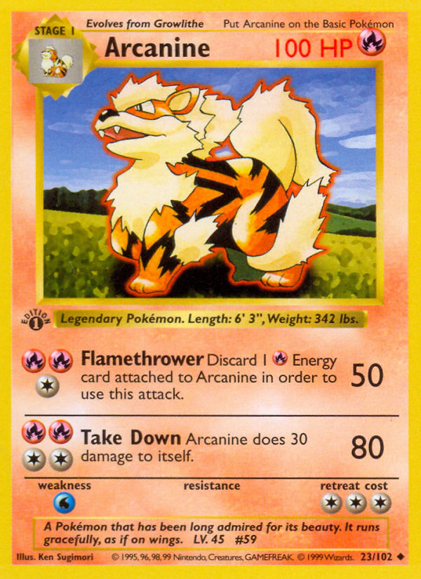 Arcanine (23/102) (Shadowless) [Base Set 1st Edition] | Total Play