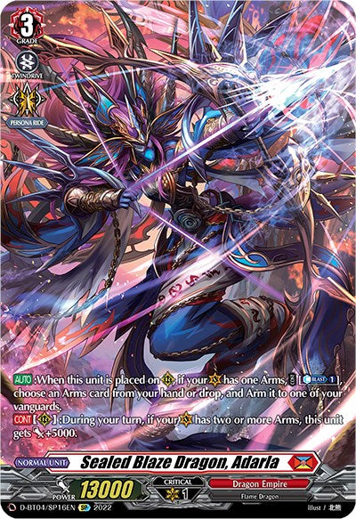 Sealed Blaze Dragon, Adarla (D-BT04/SP16EN) [Awakening of Chakrabarthi] | Total Play
