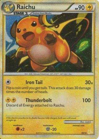 Raichu (30/30) [HeartGold & SoulSilver: Trainer Kit - Raichu] | Total Play