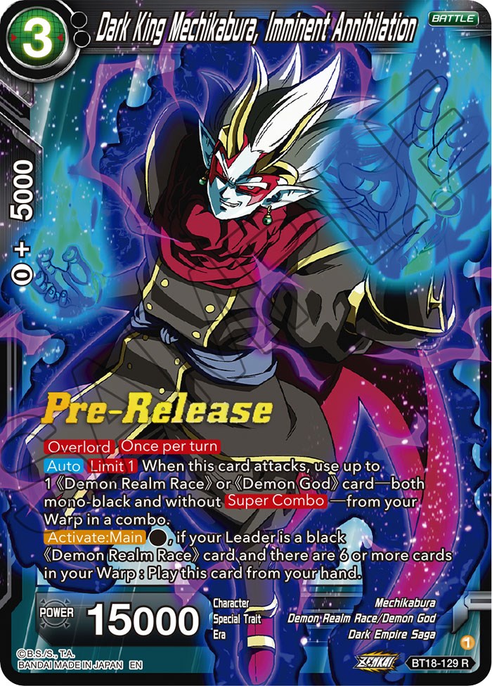 Dark King Mechikabura, Imminent Annihilation (BT18-129) [Dawn of the Z-Legends Prerelease Promos] | Total Play