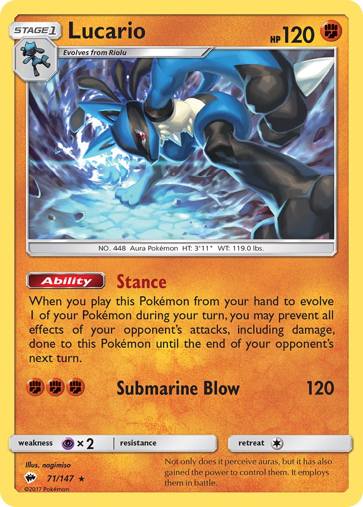 Lucario (71/147) (Theme Deck Exclusive) [Sun & Moon: Burning Shadows] | Total Play