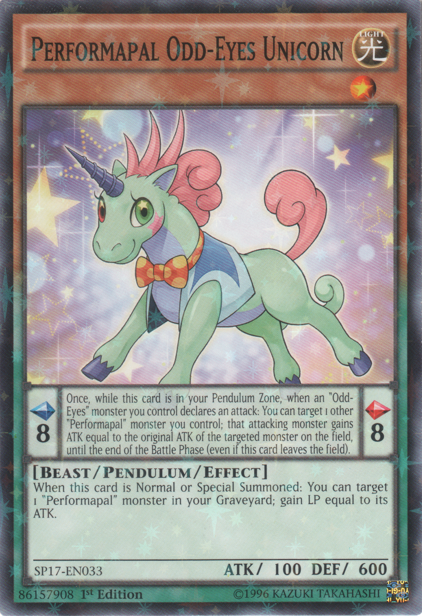 Performapal Odd-Eyes Unicorn [SP17-EN033] Starfoil Rare | Total Play